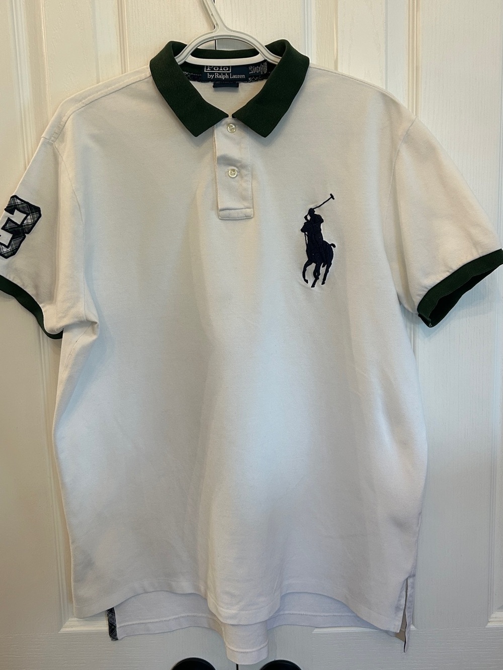 Y2K Polo Ralph Lauren Big Pony Polo White Green Size L EUC